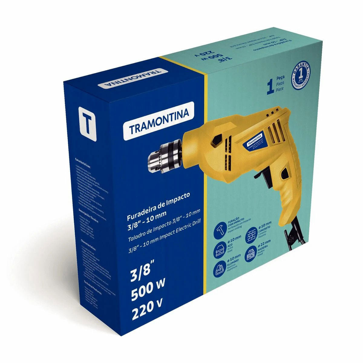 Furadeira Elétrica 10MM 3/8' 500W 220V Tramontina