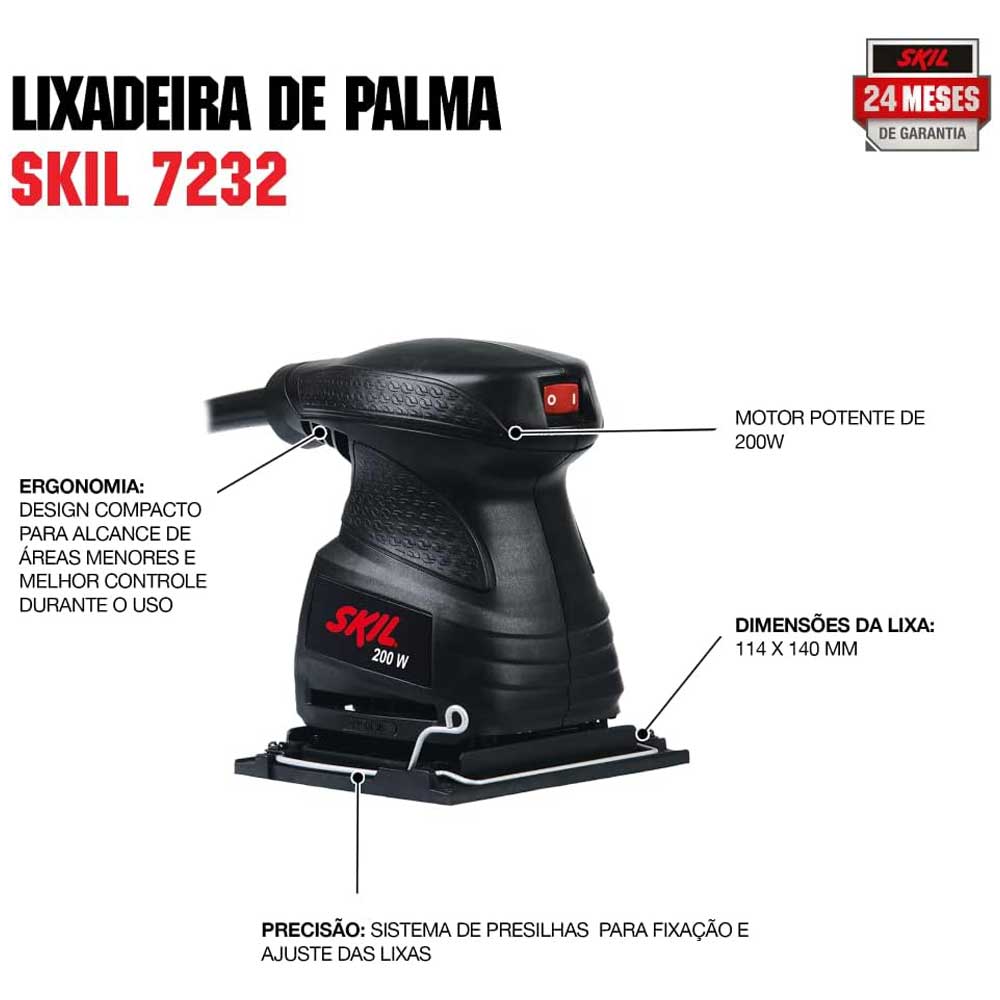 Skil 7232 Lixadeira Orbital Elétrica 200W 220V