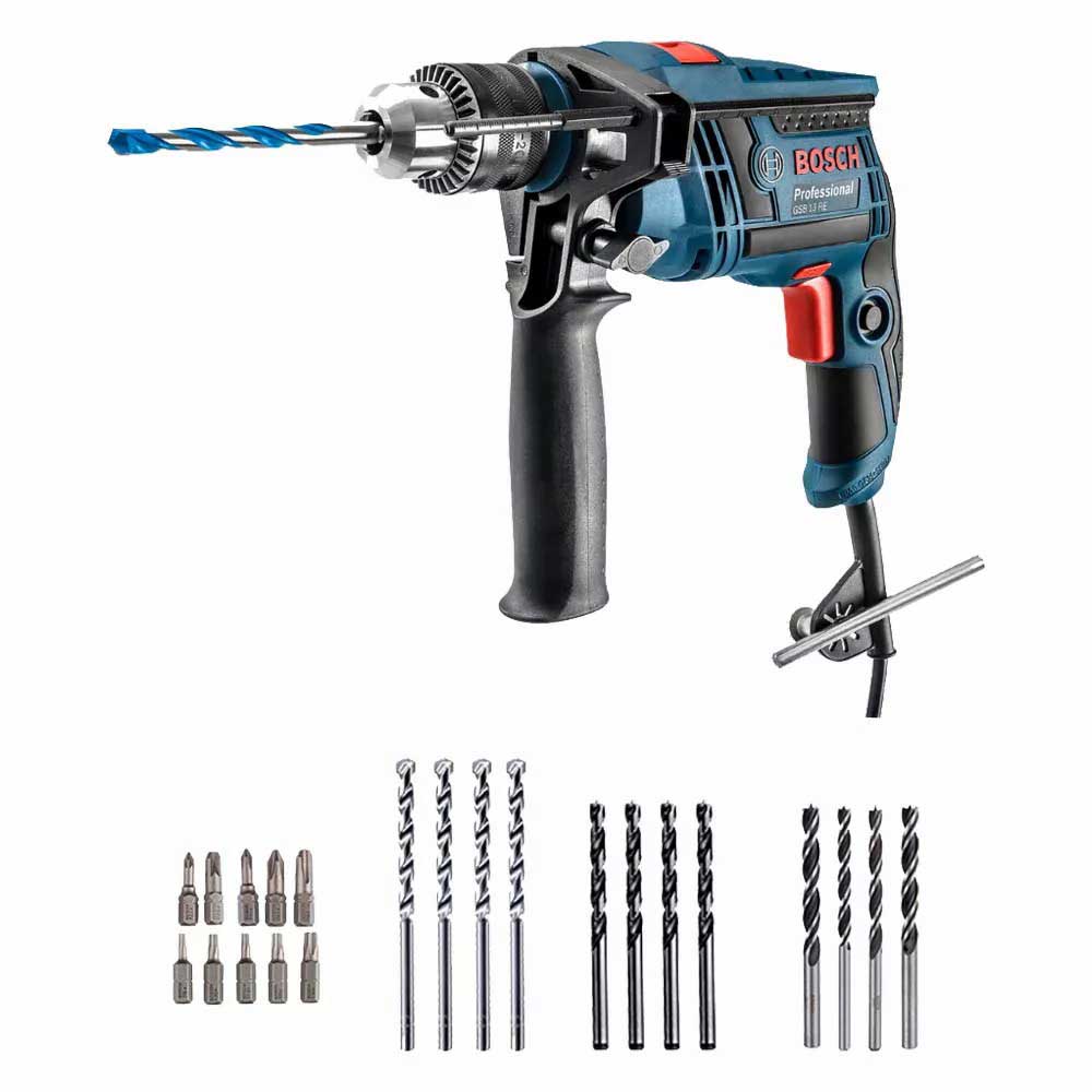 Furadeira Elétrica 13MM 1/2 GSB13-RE 750W Kit Com 23P Bosch