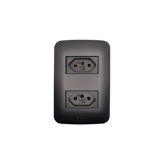 Tomada 2P+T Romazi Canoa Preto 2-Tomada 10A