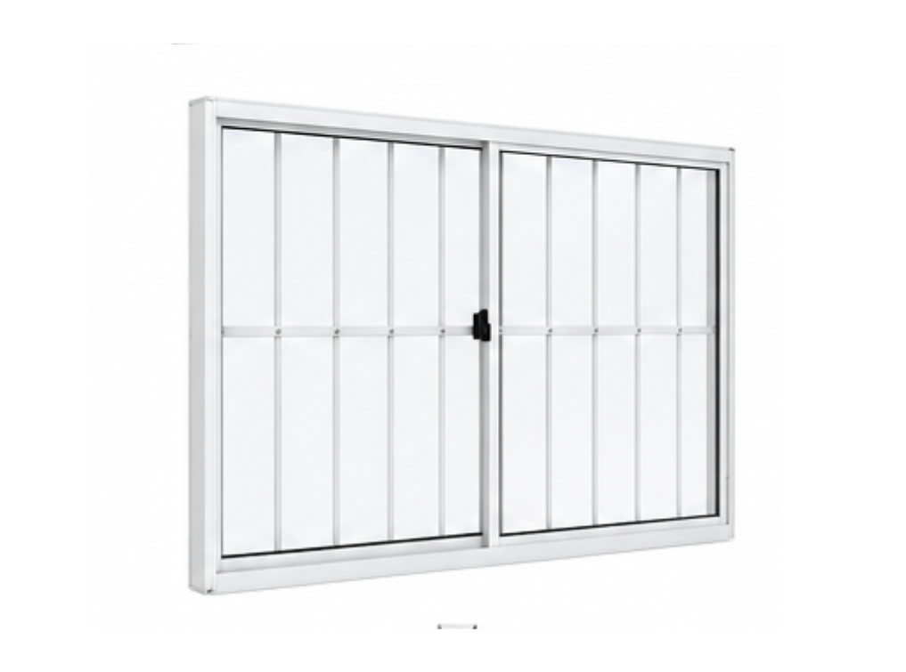 Janela de Alumínio Branco 2 Folhas Vidro Liso 120x100cm (LxA) Com Grade Quality
