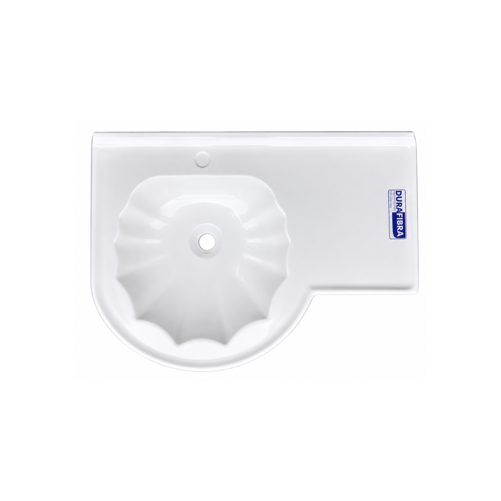 Lavatório de Mármore Sintético Raiza Direito Branco Durafibra para Banheiro