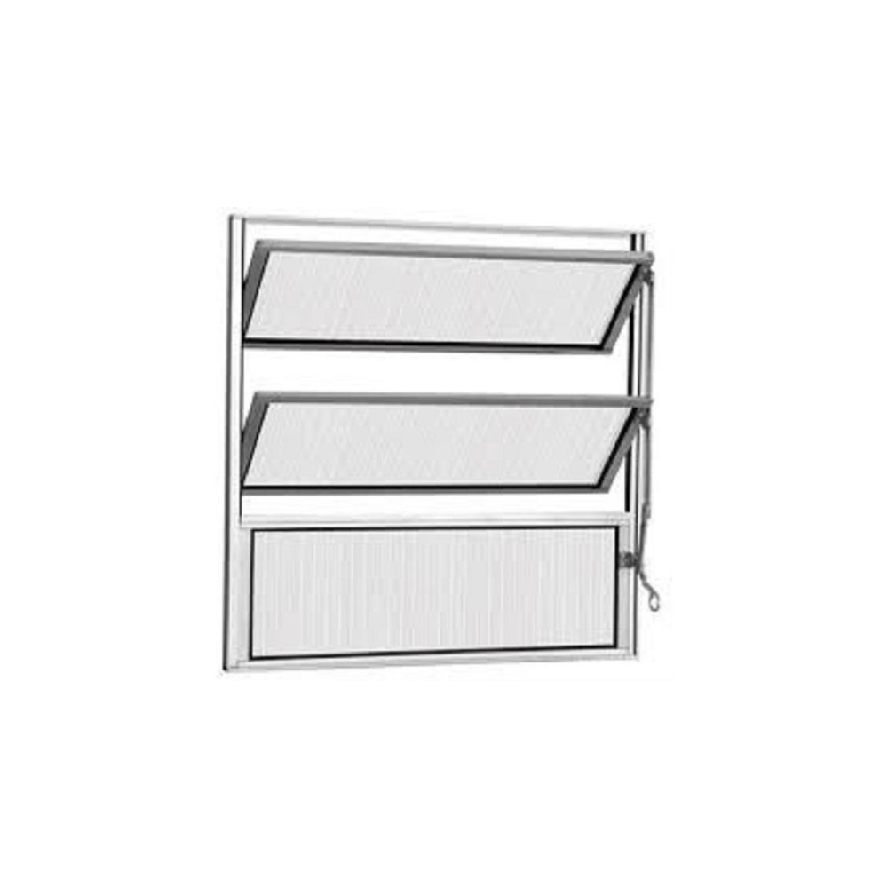 Janela Aluminio Basculante Home Natural Vidro Canelado 0,60X0,80M 4FLS Quality