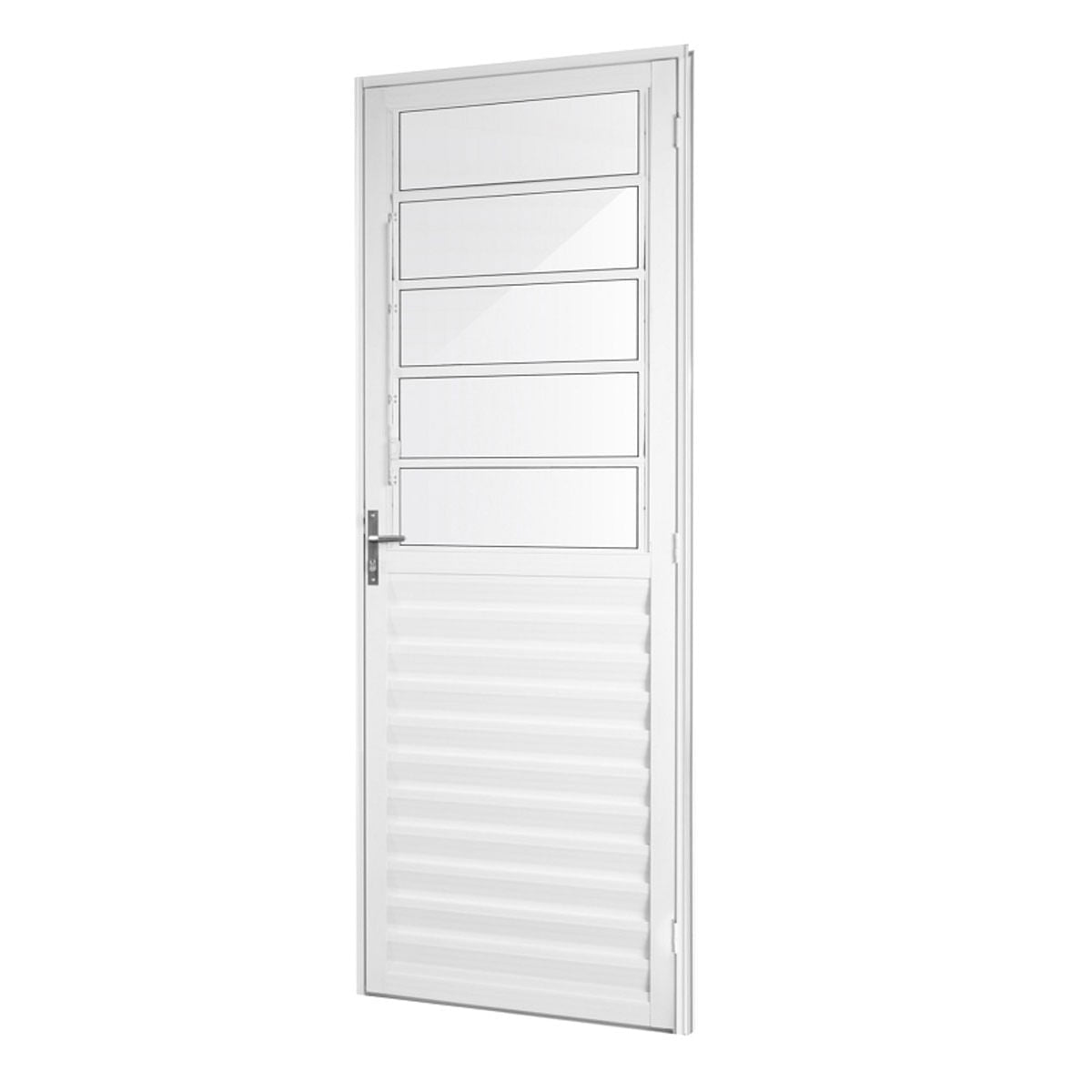 Porta Aluminio Giro Basculante Home Branco Vidro Liso Lado/Direito 0,80X2,10M Quality