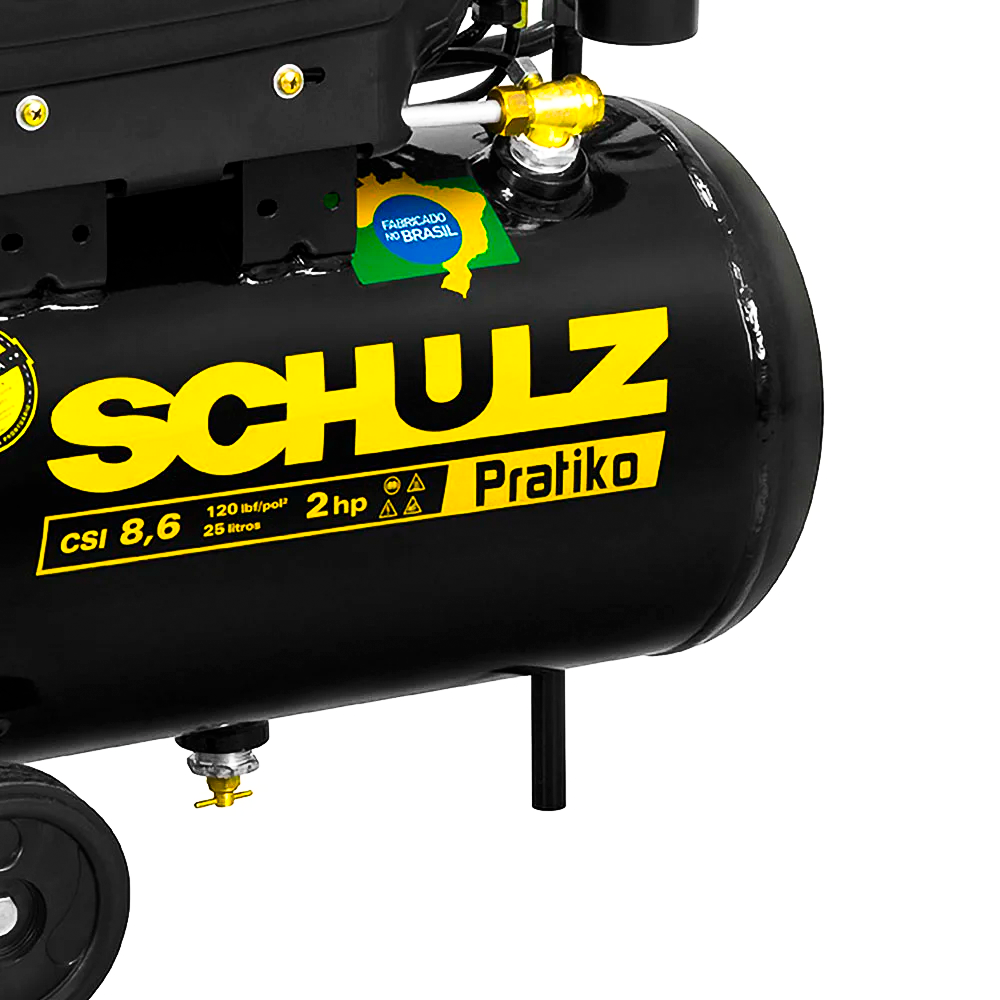 Compressor Ar Motocompressor CSI- 8,6/25 2HP PRATIKO Monofásico Schulz