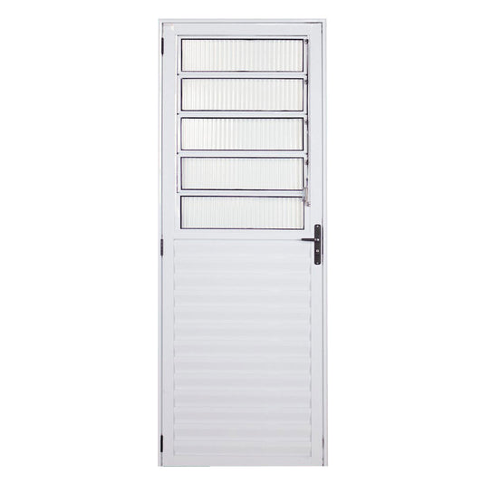 Porta Aluminio Giro Basculante Home Branco Vidro Liso Lado Esquerdo L0,80XA2,10M Quality