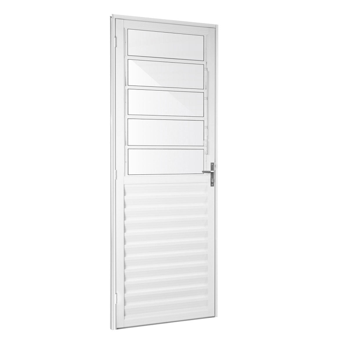 Porta Aluminio Giro Basculante Home Branco Vidro Liso Lado Esquerdo L0,80XA2,10M Quality