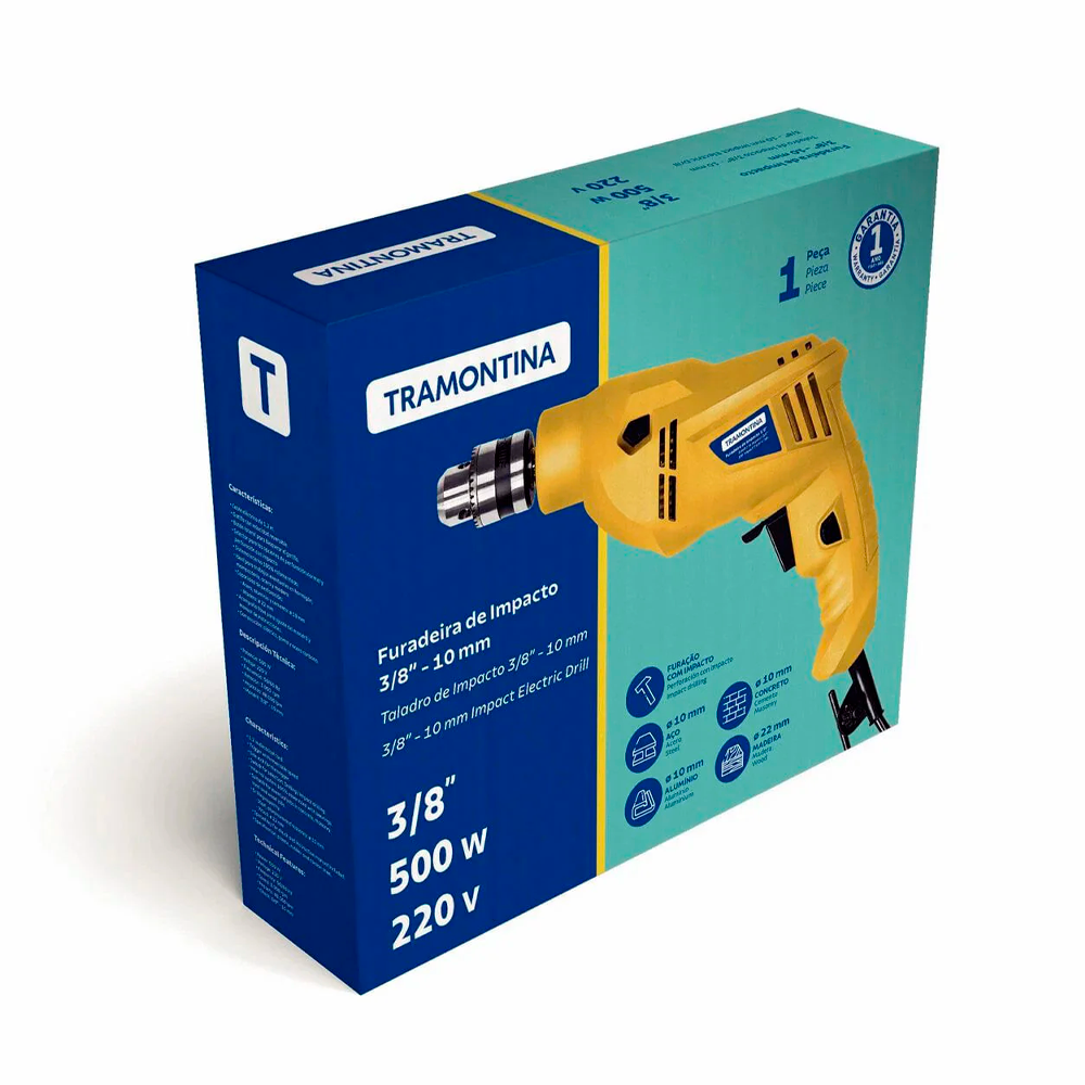 Furadeira Elétrica 10MM 3/8' 500W 220V Tramontina