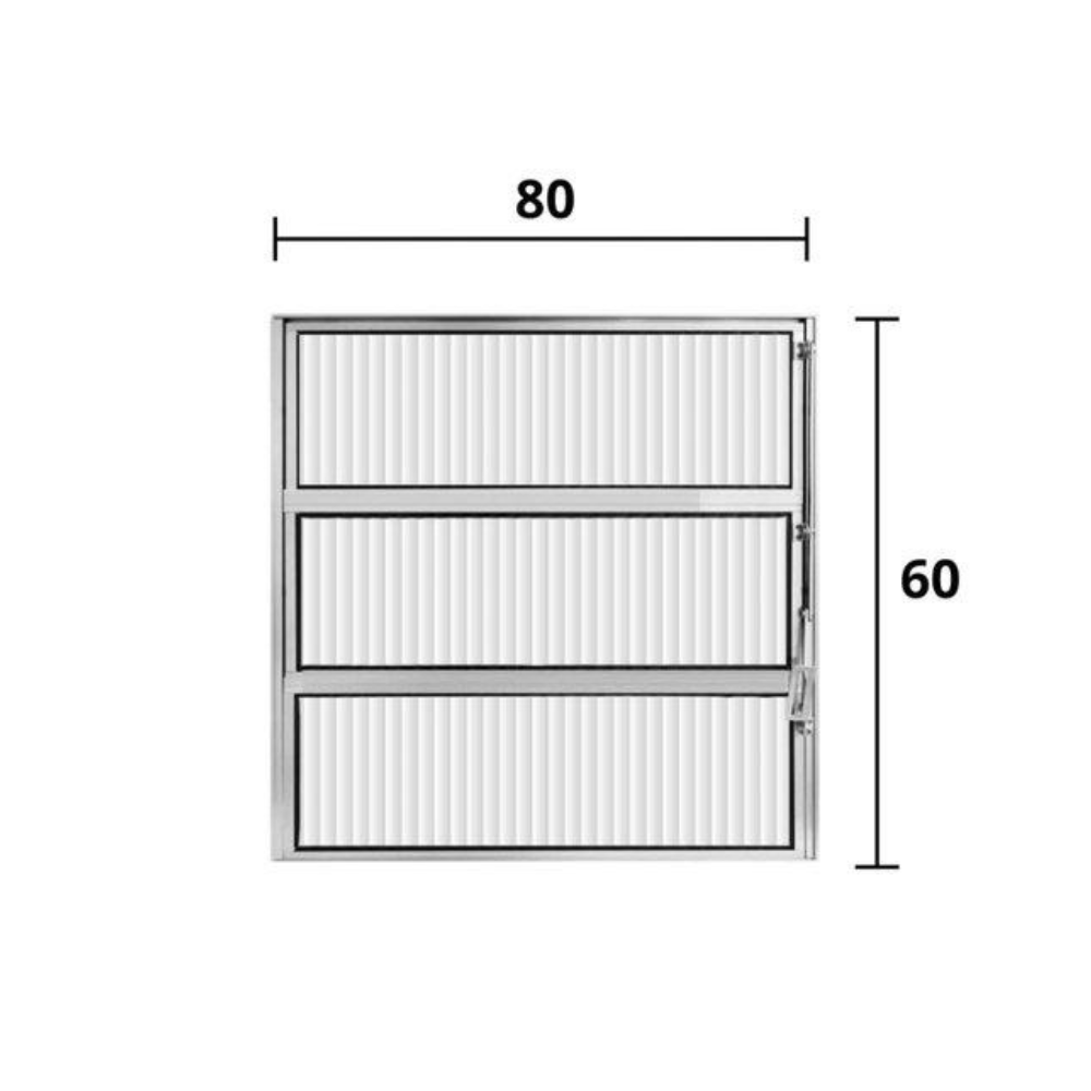 Janela Aluminio Basculante Home Natural Vidro Canelado 0,60X0,80M 4FLS Quality