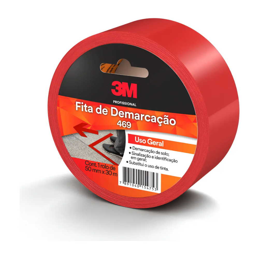 Fita para Demarcaçao de Solo Vermelha 50MM X 30M 469 3M