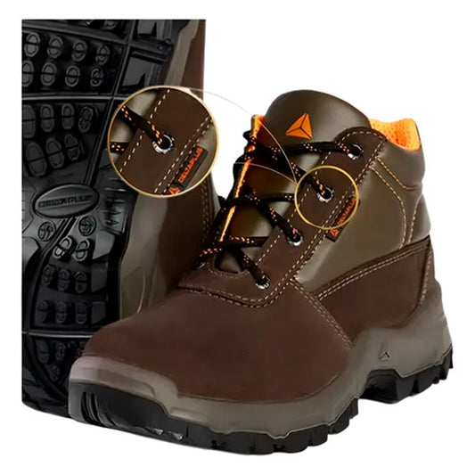 Bota Camurça Bico Plástico Com Cadarço Marrom N41 CA45374 Deltaplus