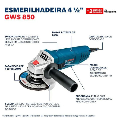 Combo Martelete/Esmerilhadeira GBH224D+GWS850 Bosch