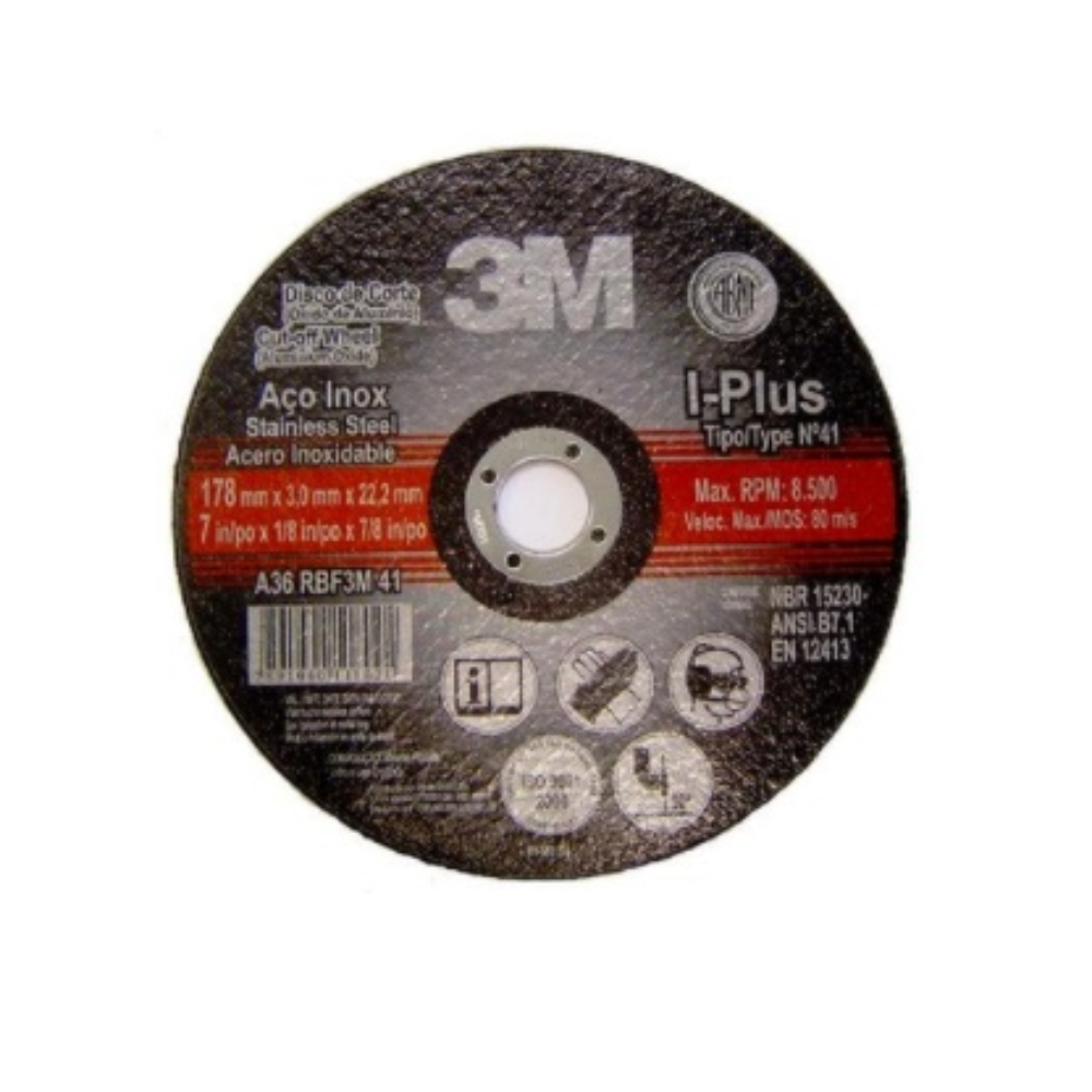 Disco de Corte I-PLUS, Diâmetro 178 mm, Espessura 3,0 mm, Furo Central 22,2 mm 3M™