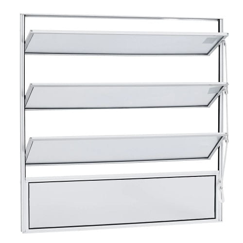Quality Janela Basculante Home Alumínio Branco Vidro Liso 0,60x0,80m 4 Folhas
