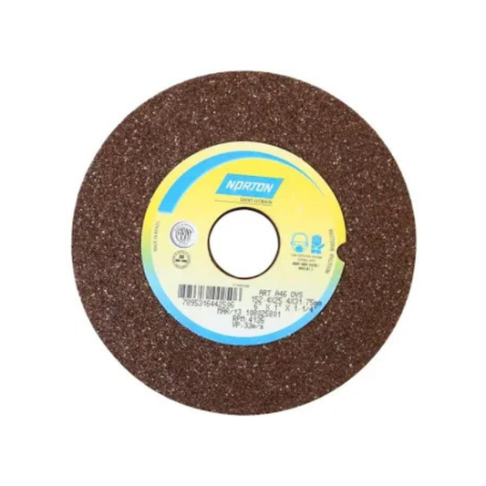 Rebolo Reto Norton 6" x 1" x 1.1/4" Grão G46 para Desbaste e Afiação de Aço – Cód. 69083173274