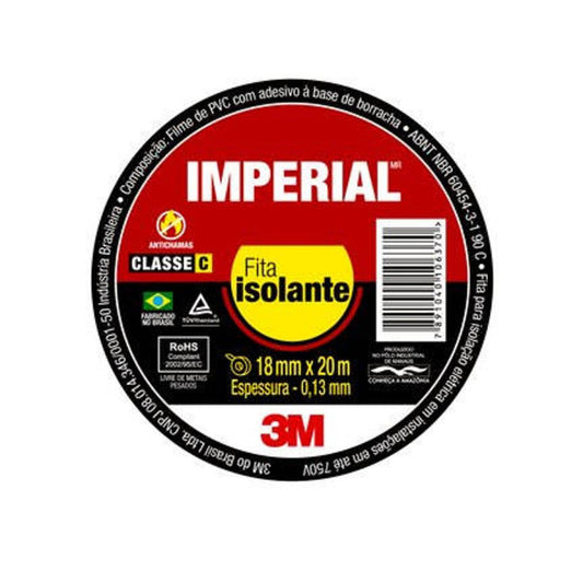 Fita Isolante 18mm x 20m Preta Imperial 3M
