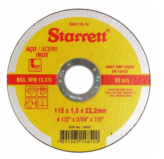 Disco Corte 04.1/2"" 115,0x1,0x22,2 Starrett