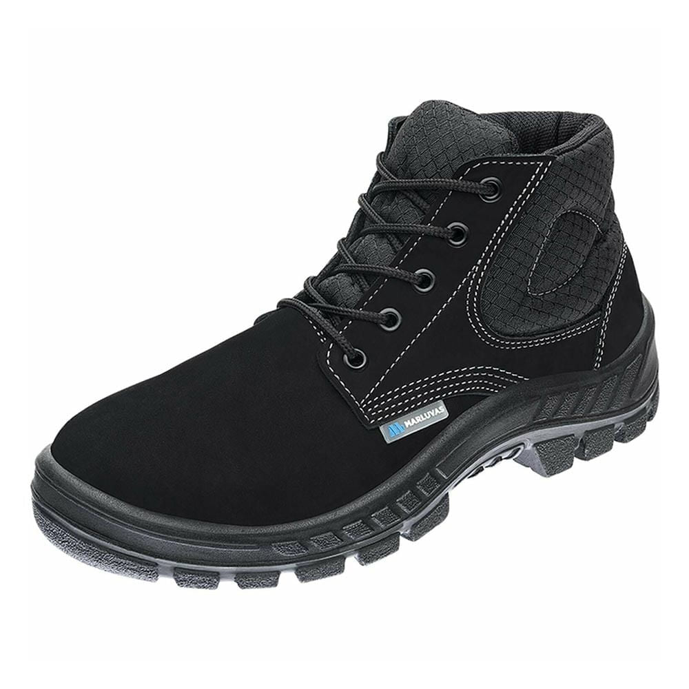 Bota Camurça Bico Plástico com Cadarço N41 Preto ca13808 MARLUVAS
