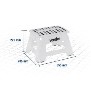 Banqueta plástica dobrável, branca, altura 220 mm Vonder