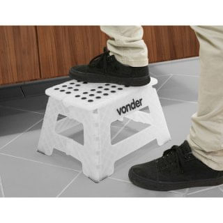 Banqueta plástica dobrável, branca, altura 220 mm Vonder